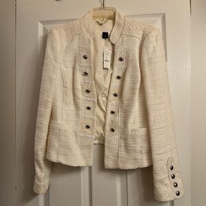 White House Black Market military style blazer. Size 14.  Creme color.